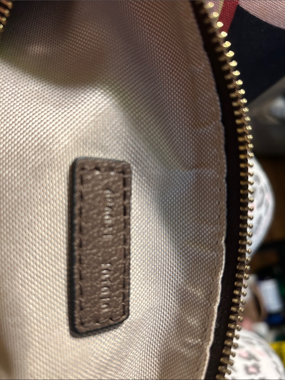 GG Beige/Brown Canvas Cross Body Bag with Green-Red Web Strap - Picture 6 of 7